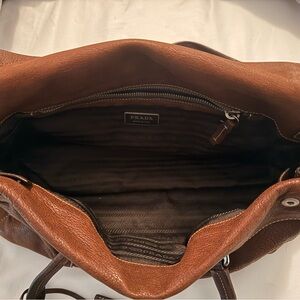 Prada women’s buttery leather chestnut brown shoulder bag